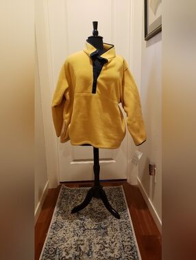 L.L.Bean Yellow Fleece Quarter-snap Pullover with Black Trim